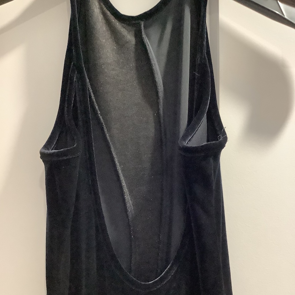 Vintage black stretch velvet silver glitter halter dress, size 3/4 - Picture 3 of 8